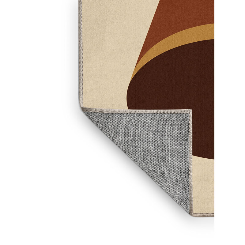 Machine Washable Higgins Beer Mug Modern Rug in Beige – Beige Binding, 8x12