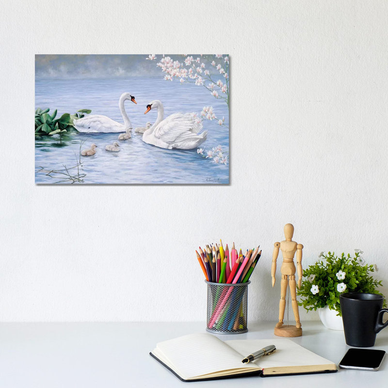 Proud Swan Family by Peter Motz - Wrapped Canvas Gallery-Wrapped Canvas Giclée, 20.32 cm H x 30.48 cm W