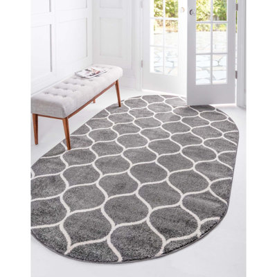 Llanet Geometric Dark Gray Area Rug
