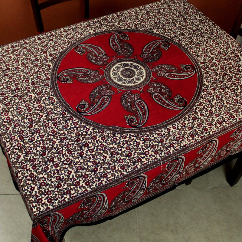 Tapisserie floral en coton motif cachemire, H 60 po x l 90 po, Rouge