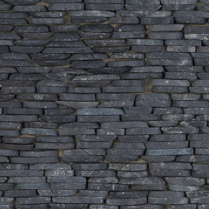 Nature Stacked Lovina Pebble Mosaic Tile, Black