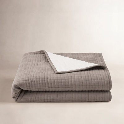 Courtepointe réversible en coton blanc standard Nashoba