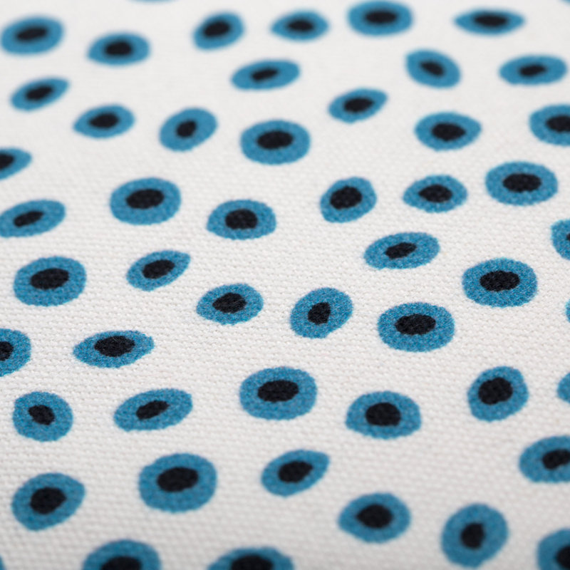 Polka Dots Square Cushion Cover, Natural/Blue