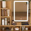 Coiffeuse avec miroir lumineux à DEL, prise de courant, support pour sèche-cheveux et tabouret - coiffeuse compacte pour petites chambres
