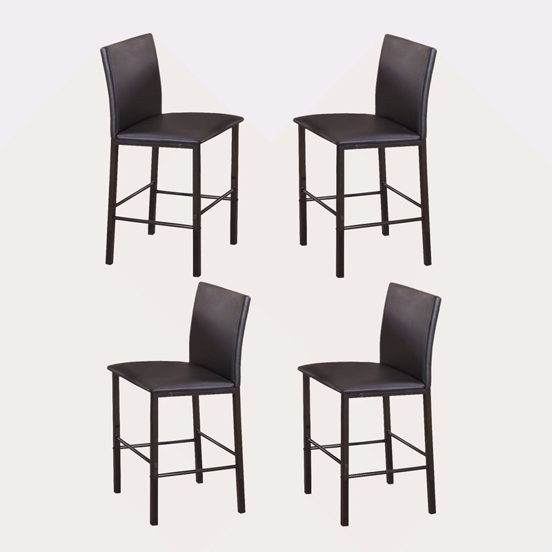 Chaises de salle à manger à hauteur de comptoir en métal avec structure en métal noir, ensemble de 4