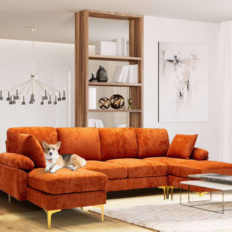 Canapé modulaire 6 pièces Ajon, Mélange de polyester orange