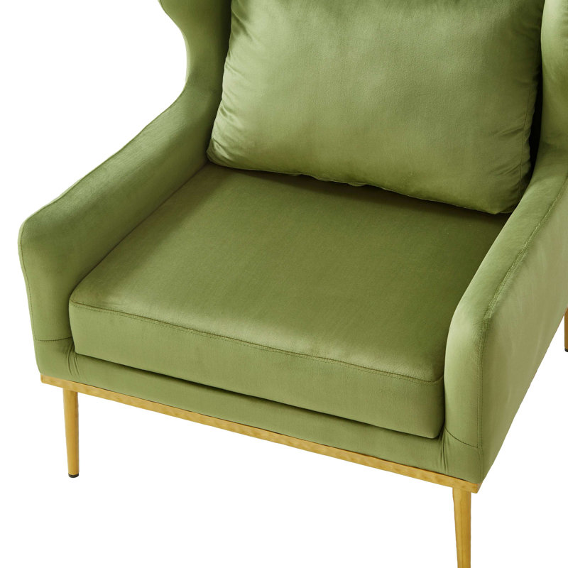 Chaise d'appoint moderne en velours avec structure et coussin en fer, Vert