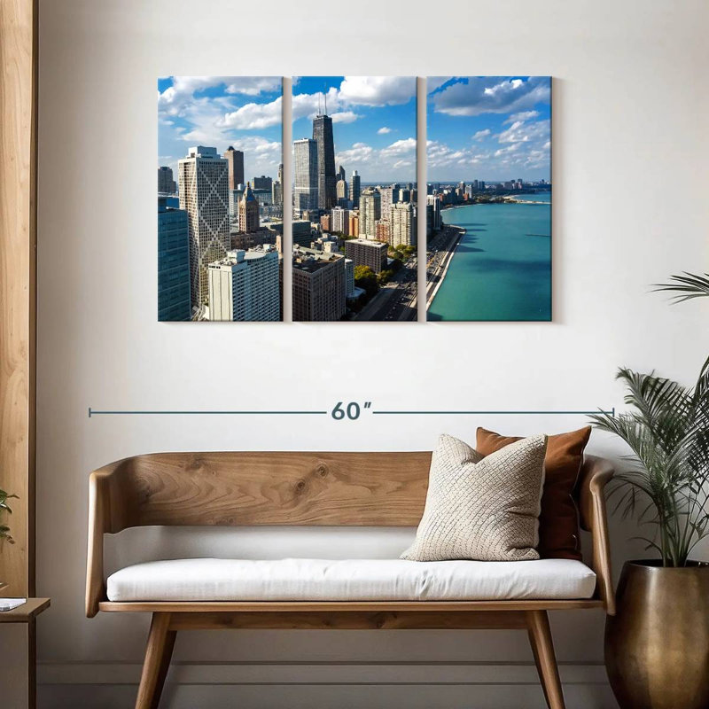 Sebbie, Chicago, front de mer, horizon, H 28 po x l 45 po