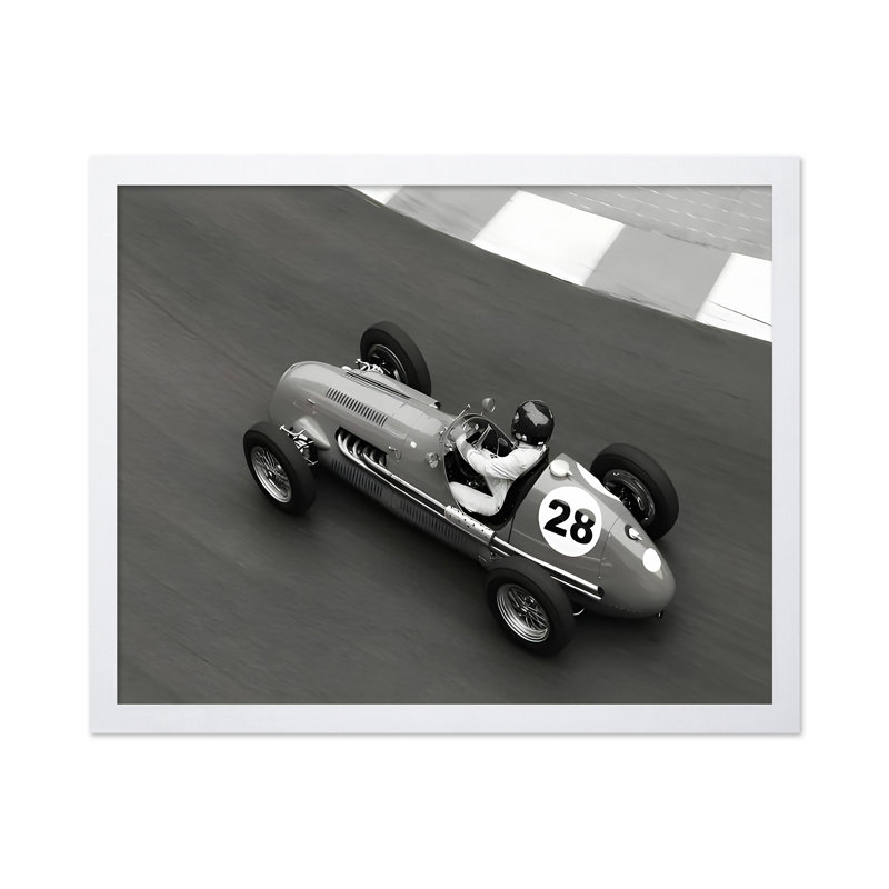 Voiture de course historique, 12"H x 16"W, Poster, White Framed