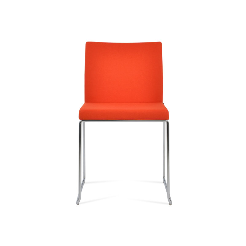Chaise empilable en laine Aria, Orange, Chrome chrome