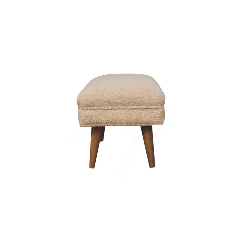 Banc Wood Boucle Puffer, pieds nordiques, beige et brun clair