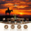 Papier peint mural autocollant de style western avec silhouette de cheval et coucher de soleil sur les montagnes, motif cowboy et cheval. Décoration murale moderne pour chambre ou salon, 175 cm x 244 cm.-518993779-518993791