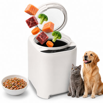 Robot culinaire tout-en-un 4,5 L pour chiens et chats, avec 5 modes de cuisson et fonction autonettoyante, blanc.