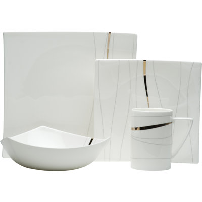 Couvert individuel 4 pièces en porcelaine tendre rouge vanille Odette