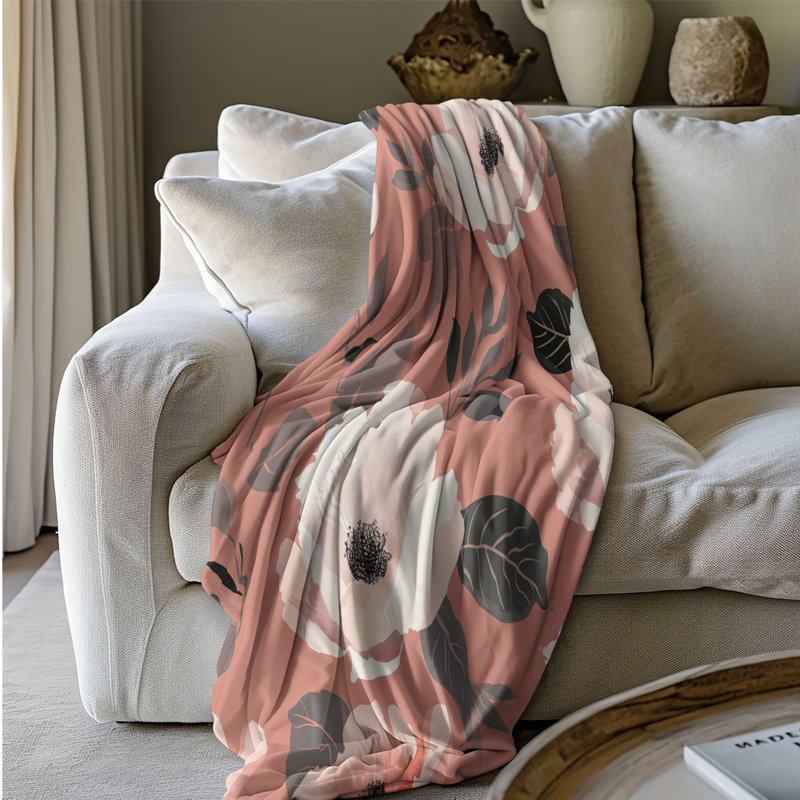 Jeté Blush Blossoms - 1 pièce Sherpa Premium, Grand lit