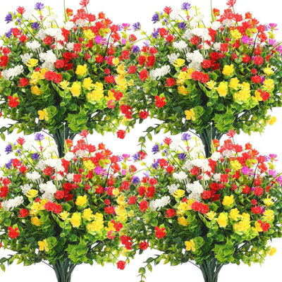 24Pack Outdoor Plant Flowers, Multi Color UV Resistant, Outdoor Porch, Home Courtyard, Garden Decoration（Mix Color）