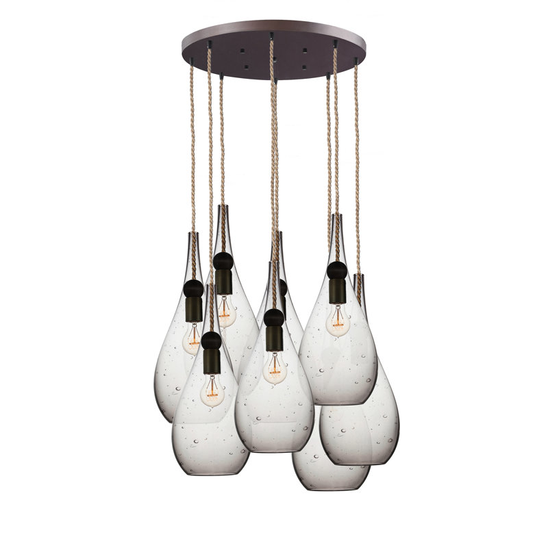 Earth 8 - Light Chandelier, Ship Rod, Seeded Glass, 96" H x 18" W x 18" D