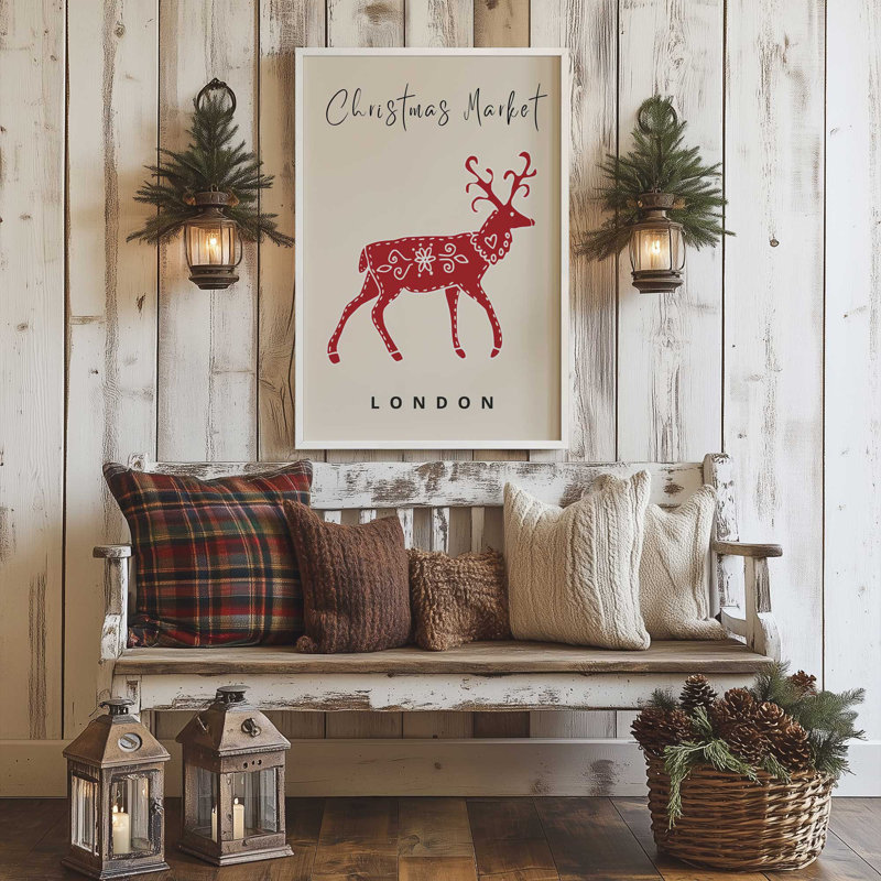 Affiche de marché de Noël II, H 15 po x l 12 po, Cadre photo noir satiné