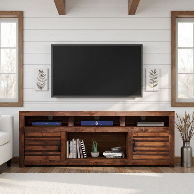 Katin 112 inch Entertainment Wall for TVs up to 80 inches, Whiskey Finish