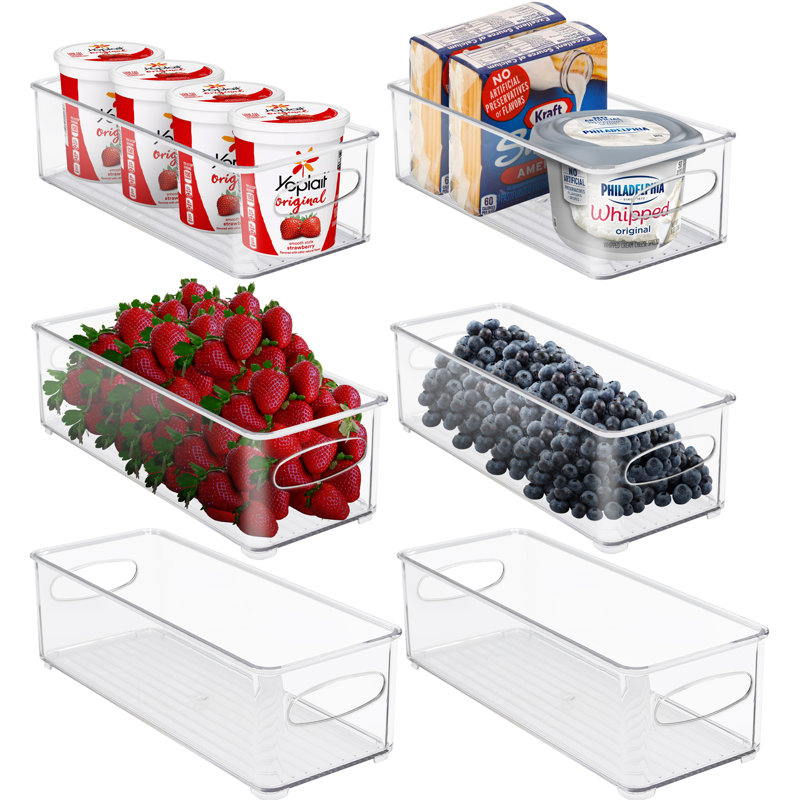Sorbus 6 Pack Narrow Stackable Clear Storage Bins with Handles