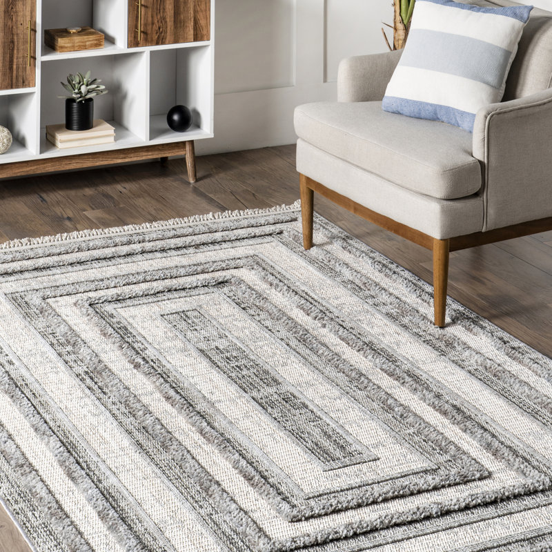 Tapis rayé pour salle à manger Violette, Rectangle 5 pi x 8 pi