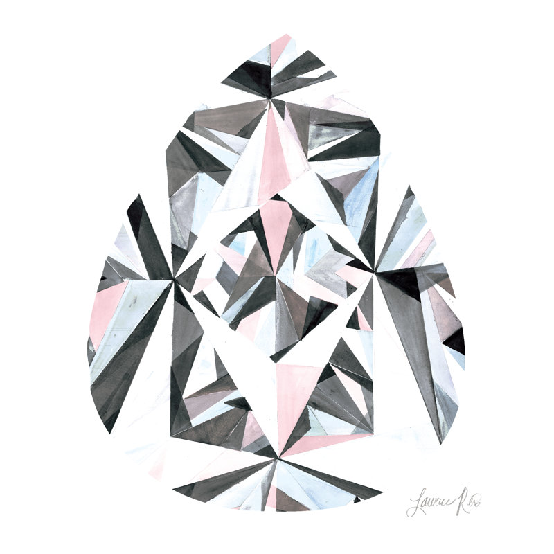 Blush Tear Diamond - Wrapped Canvas Print, 30cm H x 30cm W x 3.8cm D
