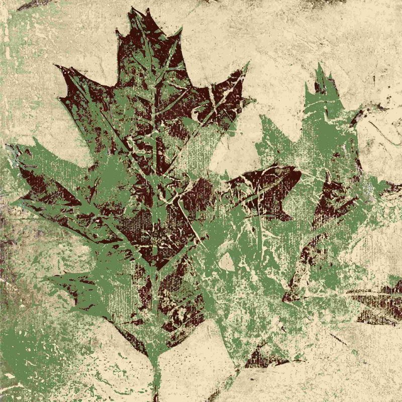 Feuilles de chêne neutres - impression sur toile tendue, L 12 po x H 12 po