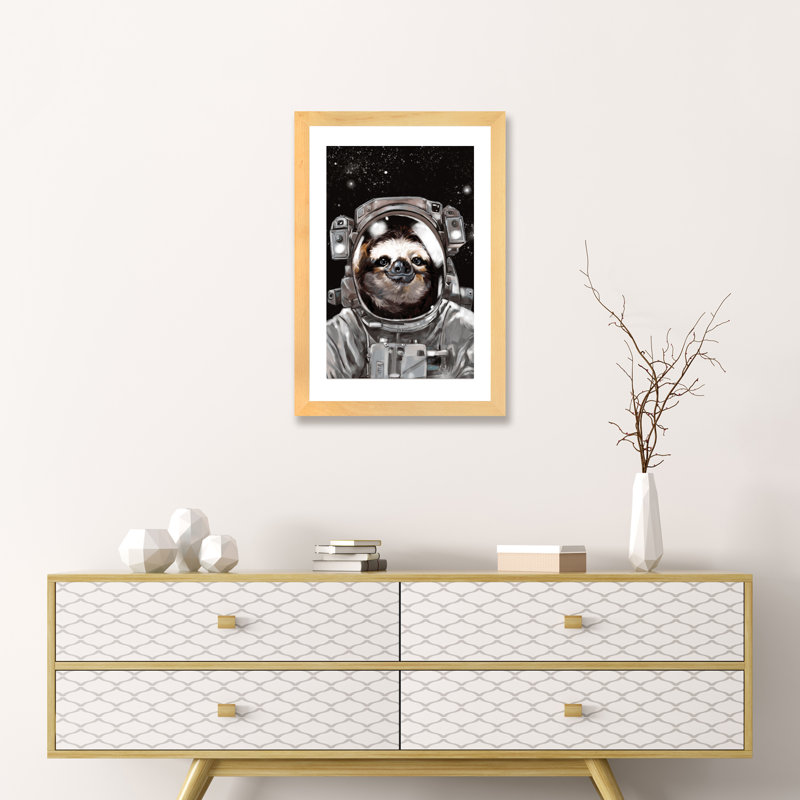 « astronaute sloth selfie », art, H 24 po x l 16 po x P 1 po, Papier encadré naturel