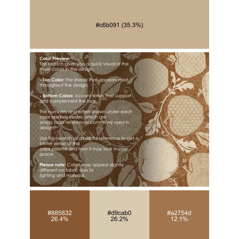 Machine Washable Highpoint Apple Classic Damask Rug in Brown – Beige Binding, 7x9
