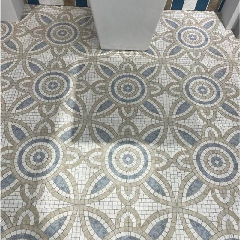  Roman Road 8" x 8" Satin Porcelain Patterned Floor and Wall Tile, Blue, Malta