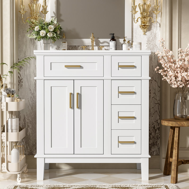 Meuble-lavabo 30 po avec lavabo en céramique, Blanc