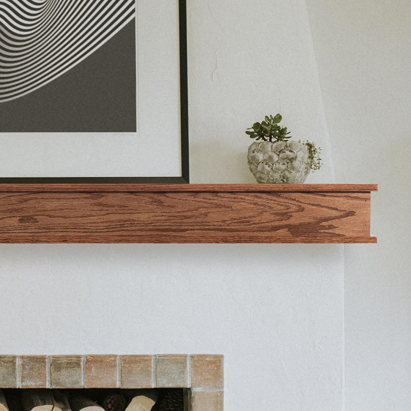 Floating Wood Fireplace Mantel Shelf - 100% Hardwood Oak Shelf For Hanging Above Fireplaces, Provincial Oak, 48"