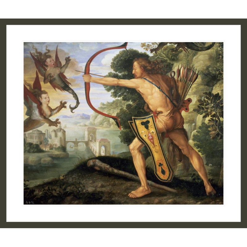 «Hercules and the Stymphhalian par Albrecht Dürer», estampe numérique encadrée, H 33,5 po x l 39,47 po