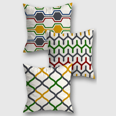 Ensemble de housse de coussin décoratif géométrique 3 pièces Caistance