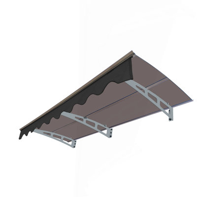 Auvent d'entrée pour auvent de fenêtre 79 po x 34 po, support en alliage d'aluminium, drap en polycarbonate solide de cristal de 137 po d'épaisseur avec cantonnière pour maison murale en bois