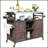 Outdoor Kitchen Island, Rolling Bar Cart & Storage Cabinet With Stainless Steel Top And Multiple Organizers-1412642527