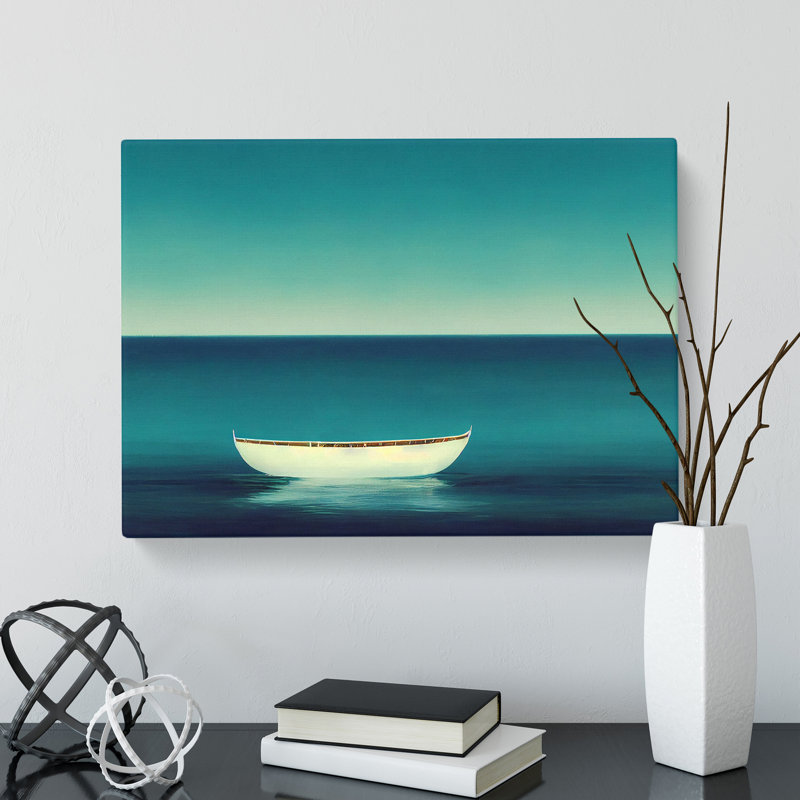 Minimalist Boat Art - Wrapped Canvas, 50cm H x 76cm W x 3cm D