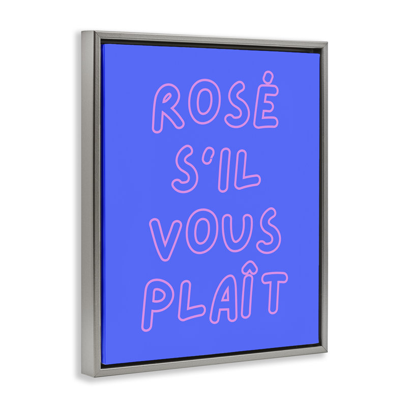 Art mural sur toile Rosé, Cadre flottant gris lustré, H 31 po x l 25 po