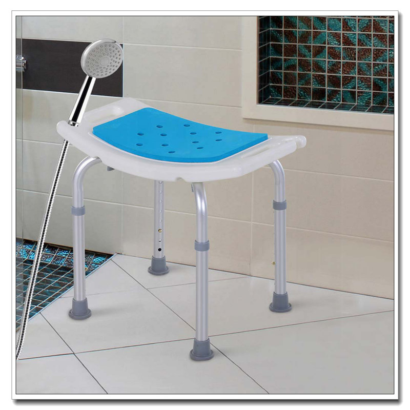 Homcom 6-Level Adjustable Curved Bath Stool Spa Shower Chair Non-Slip Design for the Elderly, Injured, & Pregnant Women