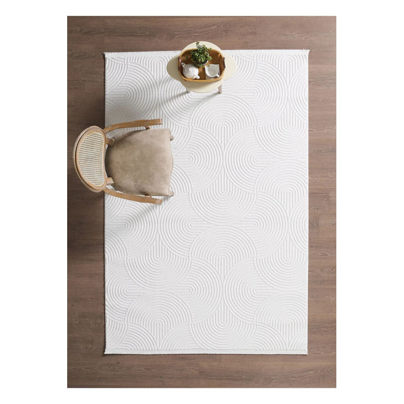 High-Quality Area Rug, Cream, 47.2 x 157.5 inches | 100% Polypropylene, 1.8 lbs/ft² | 0.4-inch Pile Height, Machine Woven, Non-Slip Dot Underside, Antibacterial | Perfect for Living Room, Bedroom, and Hallway Décor