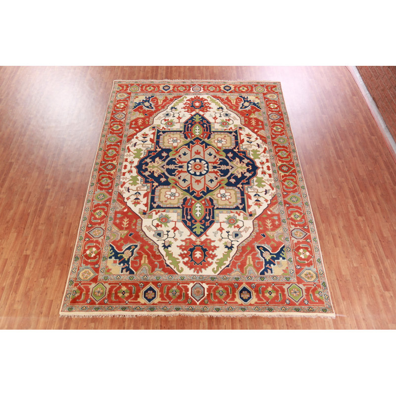 Tapis oriental traditionnel en laine à motif géométrique 10 x 14