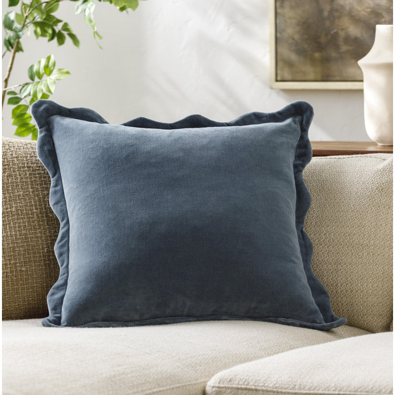 Coussin décoratif à bords festonnés Collier, H 18 po x l 18 po, polyester, Ardoise