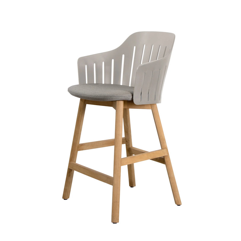 Choice Chair Outdoor and Counter Four Teak Legs Base with Upholstery Cover Set (Seat-Back Cover), Taupe/Teak/Taupe
