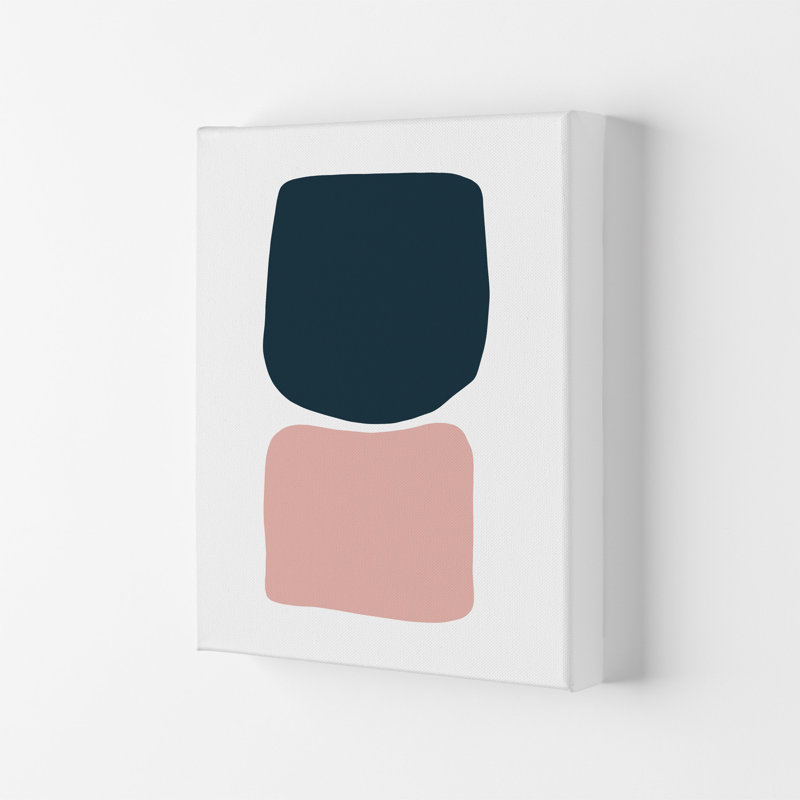 Pink And Navy Abstract Stones 2 by Pixy Paper - Print, 84cm H x 59.4cm W x 4cm D, Wrapped Canvas
