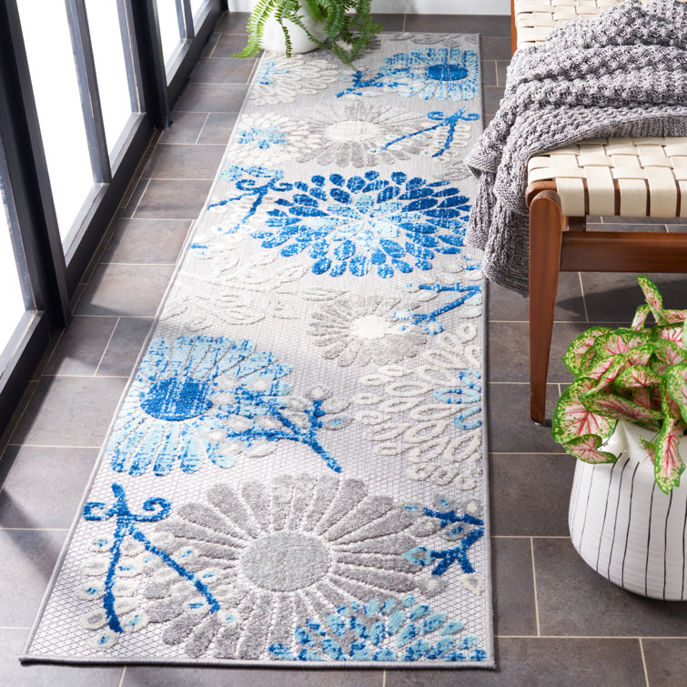 Kellems Indoor/Outdoor Grey/Royal Blue Rug