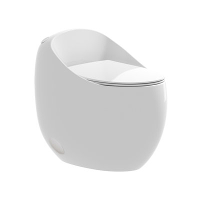 Ceramic Egg Shape Bathroom Toilet - Glossy White, 1.28 Single Flush, Accessory Modern In White Shape, Smooth Flushing Action