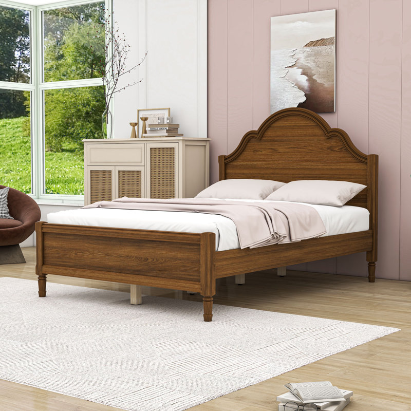 Lit plateforme en bois Timeless, Walnut, Full / Double