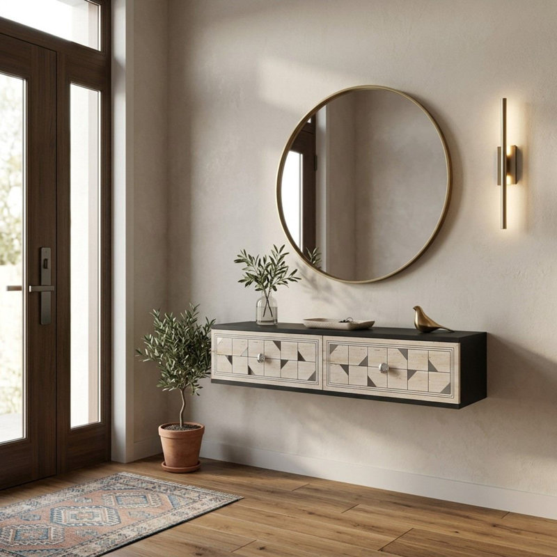 Commode, Black/Beige/Silver