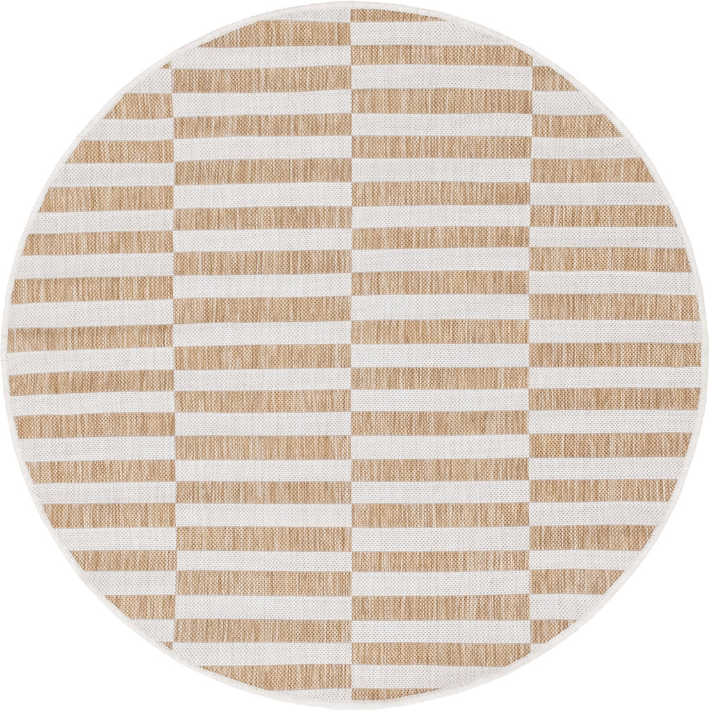 Robinson Taupe Ivory Outdoor Rug, Round 4'1"