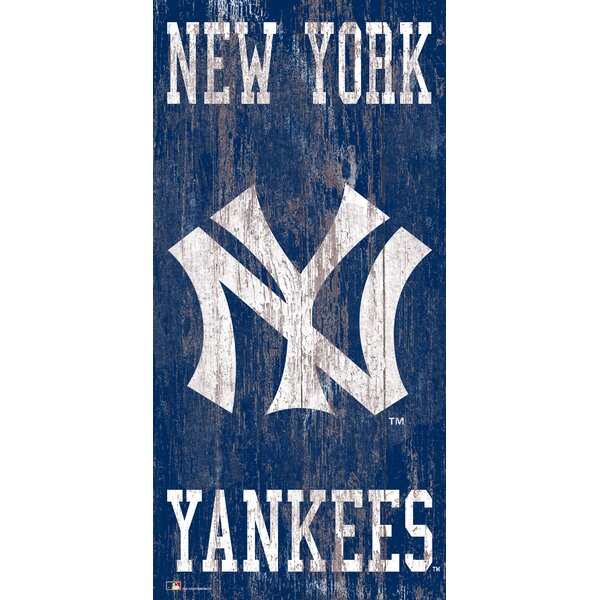 MLB Distressed 6 x 12 Heritage Logo Team Name Sign New York Yankees